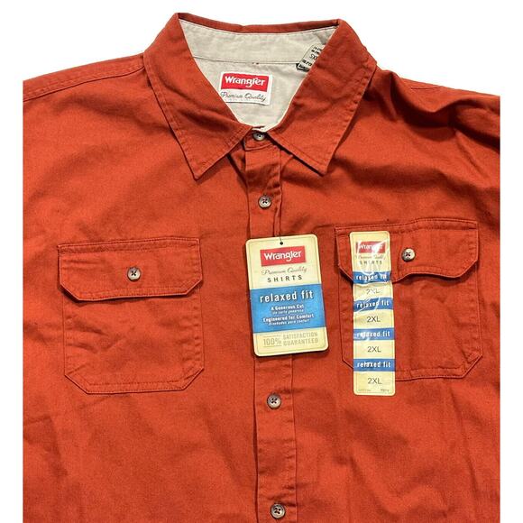Wrangler Shirt Men's 2XL Outdoor Button Up Relaxed Orange Camping NEW Shirt - Picture 6 of 14